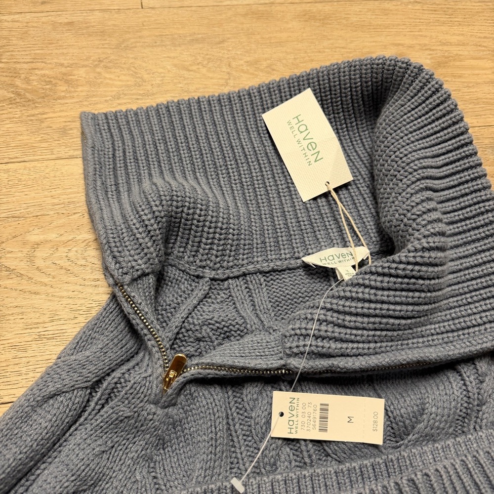 Haven Well Within Side Zip Cowl Neck Cable Knit Sweater Size Medium NWT - Picture 8 of 11